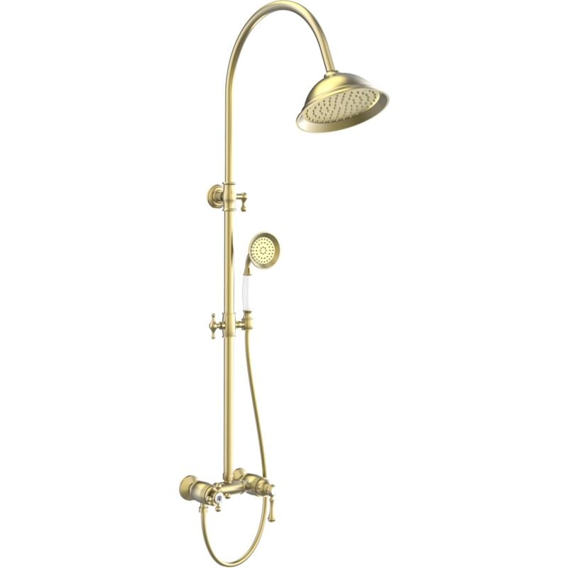 foto del prodotto colonna doccia meccanica leeds retro in oro spazzolato essebagno