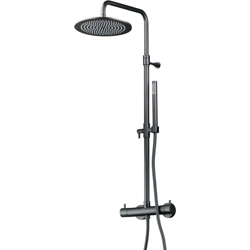 foto del prodotto colonna doccia meccanica modello tondo colore nero opaco pollini jessy 40p10264b0no nero opaco