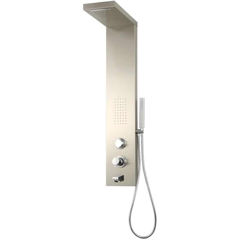 foto del prodotto colonna doccia pannello modello ivon cascata bocca erogazione vasca idro lombare finitura spazzolato confezione 1