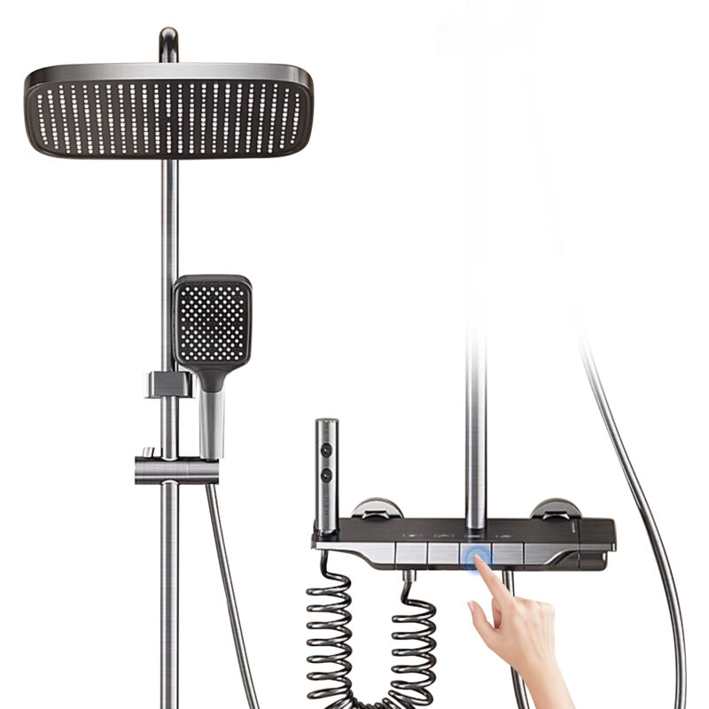 foto del prodotto colonna doccia regolabile gistuch set doccia doccetta a 3 getti, soffione quadrato, sistema doccia regolabile in altezza per bagno