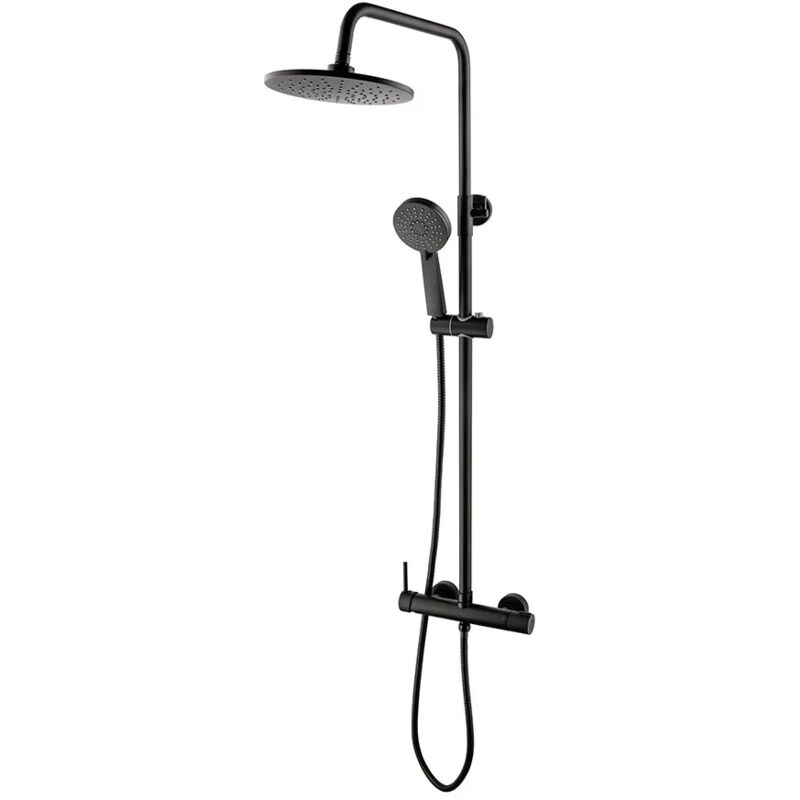 foto del prodotto colonna doccia regolabile h 115 in acciaio inox nero opaco soffione 22,5 cm