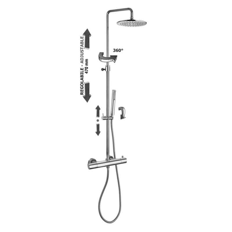 foto del prodotto colonna doccia regolabile paffoni mini birillo zcol638kliqcr cromato metallo