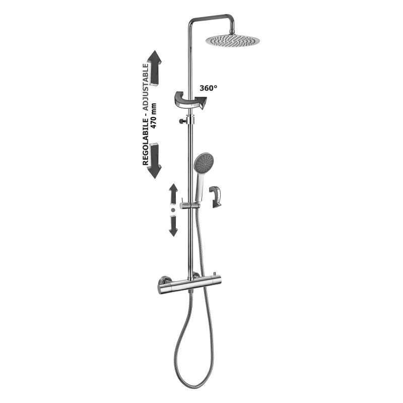 foto del prodotto colonna doccia regolabile paffoni new mini birillo zcol589liqcr cromato metallo