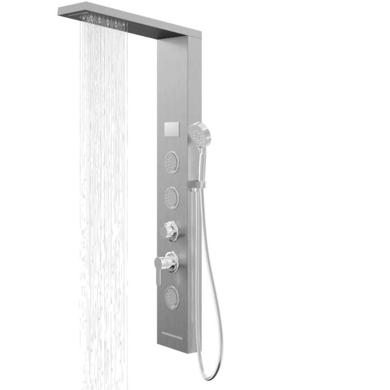 foto del prodotto colonna doccia shine acciaio 4 funzioni luce led display temperatura 2 finiture finitura cromo spazzolato confezione 1