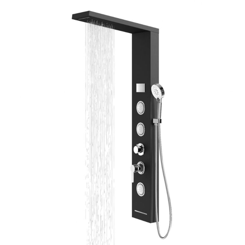 foto del prodotto colonna doccia shine acciaio 4 funzioni luce led display temperatura 2 finiture finitura nero confezione 1