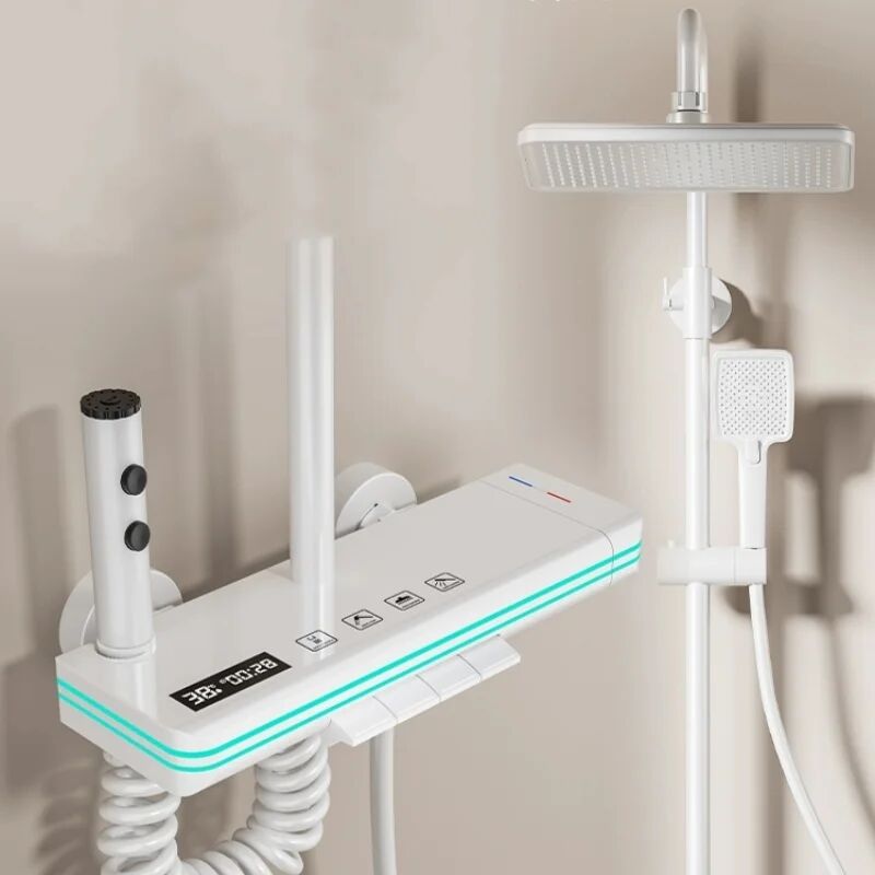 foto del prodotto colonna doccia sistema di doccia da bagno completo di alta gamma con miscelatore caldo freddo a visualizzazione digitale intelligente della