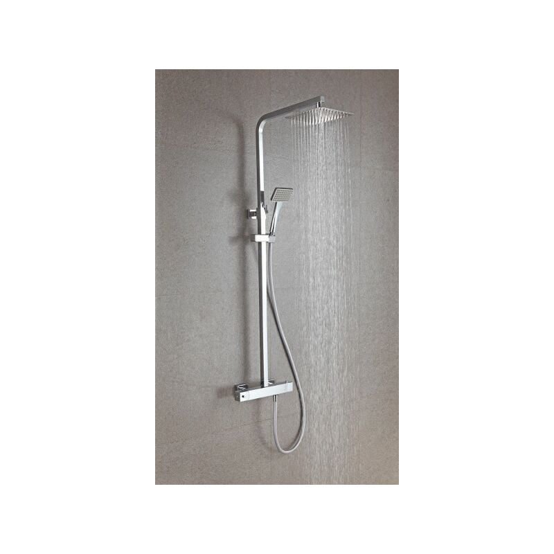 foto del prodotto colonna doccia termostatica saliscendi 3011 basic con doccetta soffione doccia quadrato o rotondo selezionabile 40x40cm, senza soffione