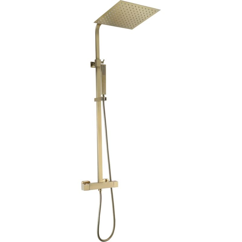 foto del prodotto colonna doccia termostatica square ii quadrata in oro spazzolato essebagno