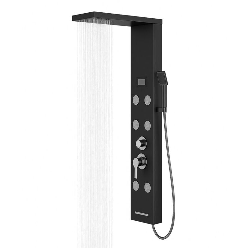 foto del prodotto colonna doccia york acciaio 4 funzioni display controllo temperatura 2 finiture finitura nero confezione 1