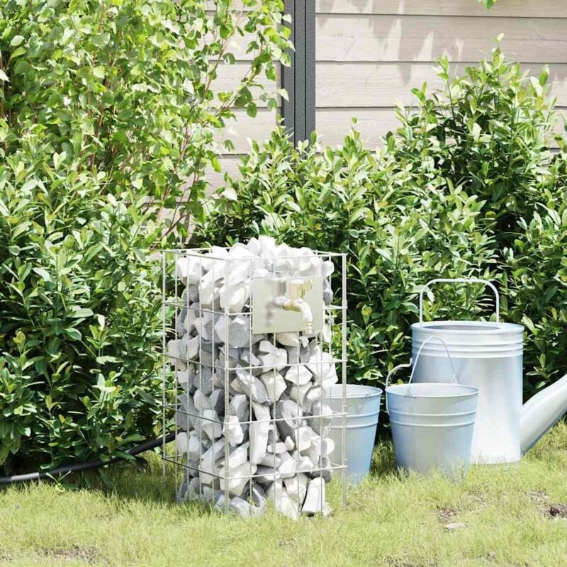 foto del prodotto colonna gabion con rubinetto 50x25x25 cm in acciaio inossidabile 304 vidaxl
