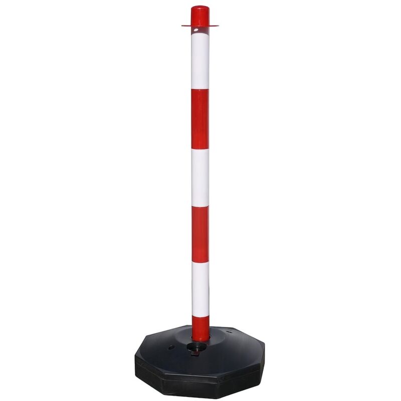 foto del prodotto colonna paletto segnaletico cm 90 bianco rosso con base palo per catena 31052