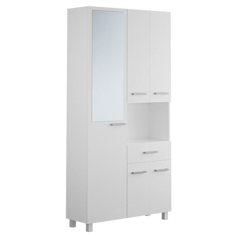 foto del prodotto colonna per bagno con specchio su piede 180 cm bianco - minela