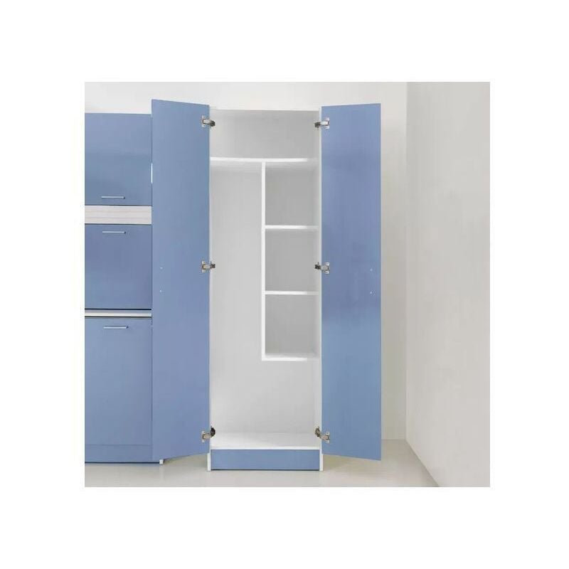 foto del prodotto colonna per lavanderia colavene colf due ante ripiani contenitori interni celeste - 27110d