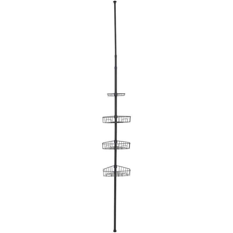 foto del prodotto colonna telescopica a 4 ripiani in metallo verniciato nero opaco tendance