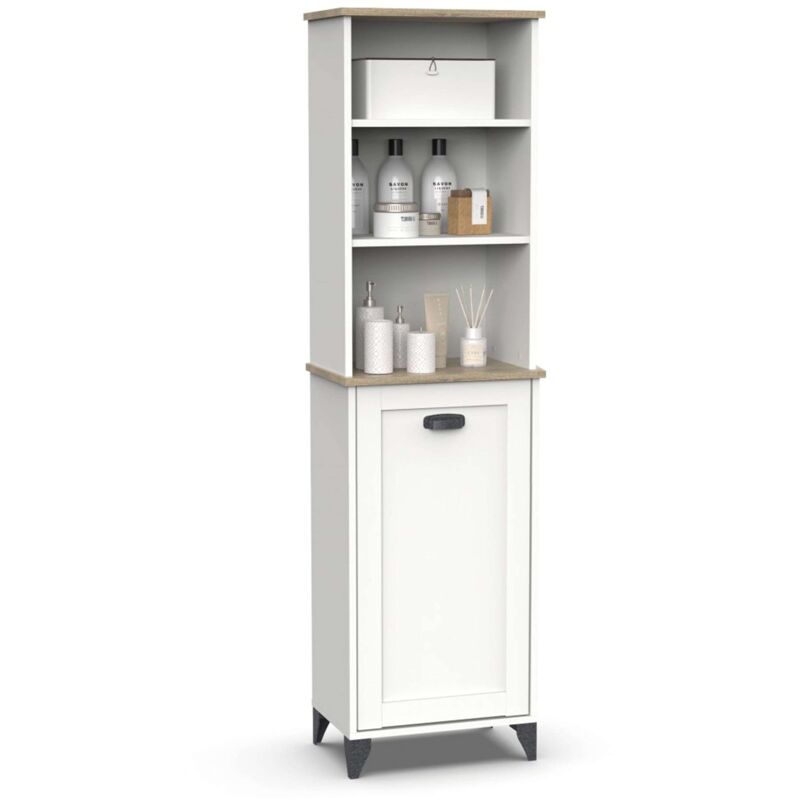 foto del prodotto colonna toscana bagno, bianco quercia cambriana, 168 x 46,5 x 31 cm alto x ancho x profundo muebles pitarch