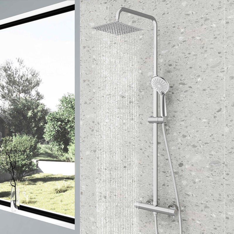 foto del prodotto colonne doccia termostatiche sistema doccia con miscelatore termostatico colonna doccia set doccia con doccetta 230x110mm, cromato