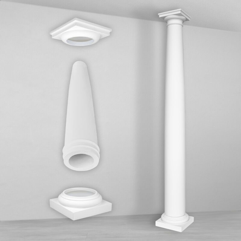 foto del prodotto colonne e mezze colonne rotonde lisce stucco 203mm selezione n3020 rotondo, set completo