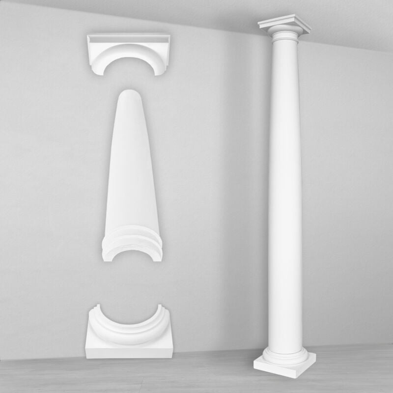 foto del prodotto colonne e mezze colonne rotonde lisce stucco 203mm selezione n3020 semicircolare, set completo