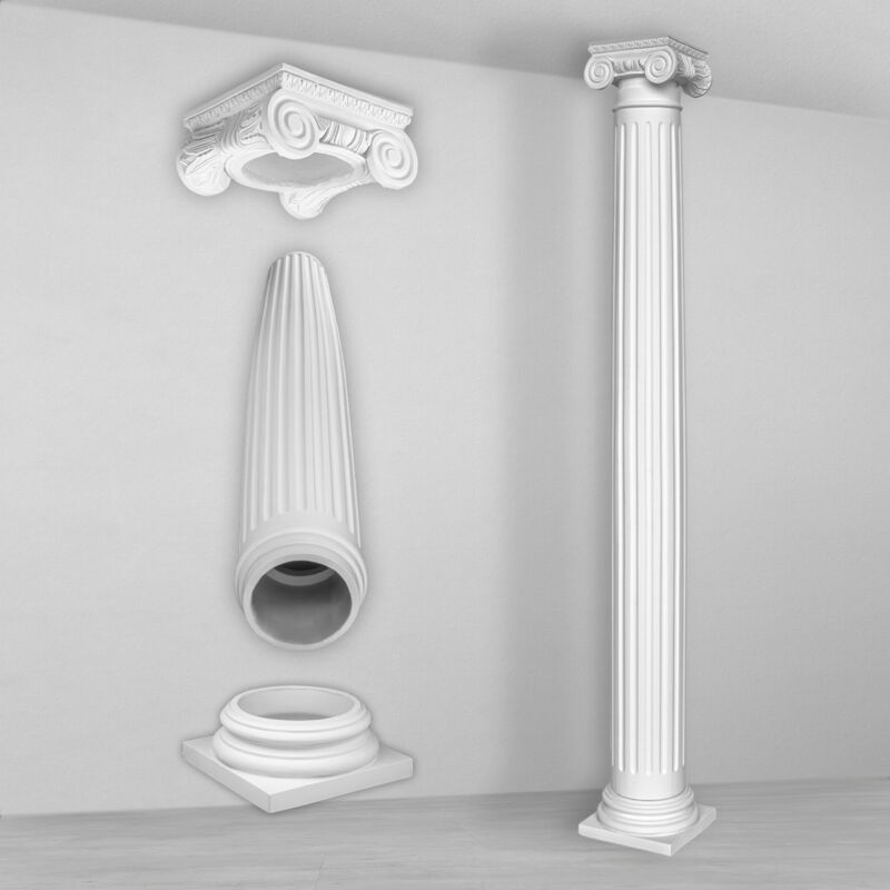 foto del prodotto colonne e mezze colonne rotonde scanalate stucco selezione 152mm n3215 rotondo, set completo