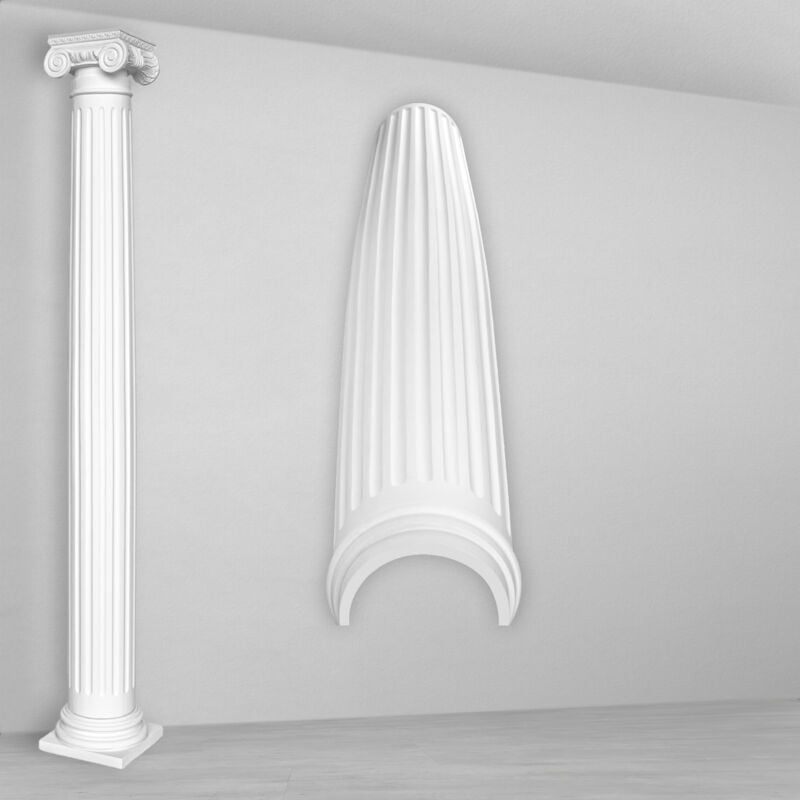 foto del prodotto colonne e mezze colonne rotonde scanalate stucco selezione 152mm n3215 semicircolare, albero