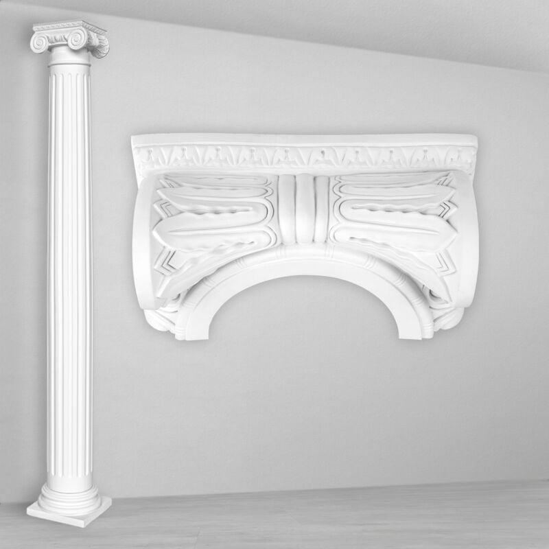 foto del prodotto colonne e mezze colonne rotonde scanalate stucco selezione 152mm n3215 semicircolare, capitale