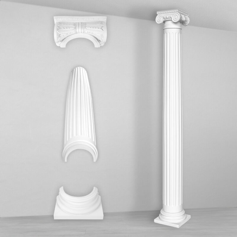 foto del prodotto colonne e mezze colonne rotonde scanalate stucco selezione 152mm n3215 semicircolare, set completo