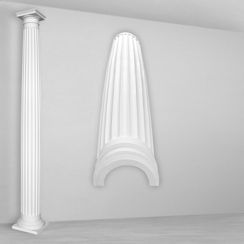 foto del prodotto colonne e mezze colonne rotonde scanalate stucco selezione 203mm n3120 semicircolare, albero