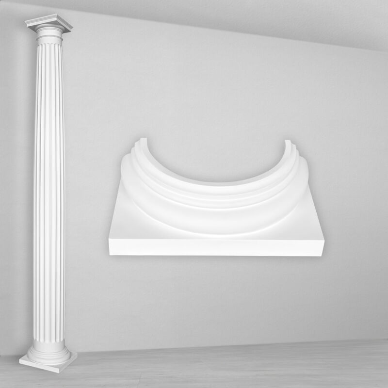 foto del prodotto colonne e mezze colonne rotonde scanalate stucco selezione 203mm n3120 semicircolare, base