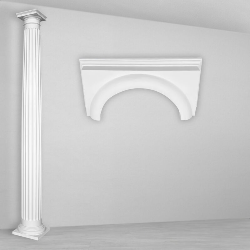 foto del prodotto colonne e mezze colonne rotonde scanalate stucco selezione 203mm n3120 semicircolare, capitale