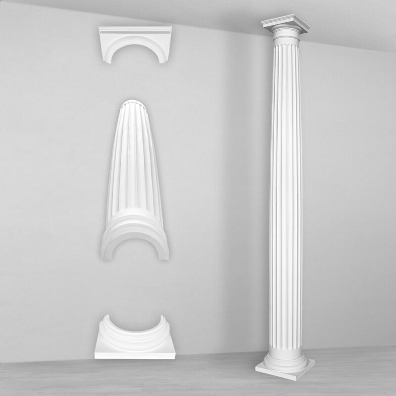 foto del prodotto colonne e mezze colonne rotonde scanalate stucco selezione 203mm n3120 semicircolare, set completo