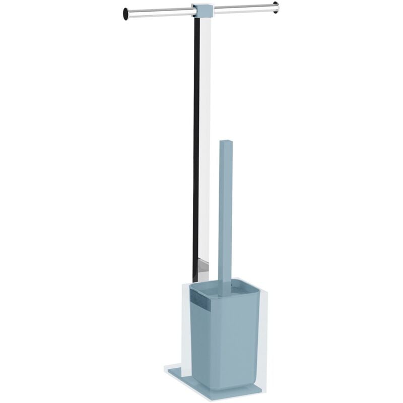 foto del prodotto colonnina portarotolo e scopino wc acciaio inox e resine termoplastiche serie rainbow gedy ra32 celeste
