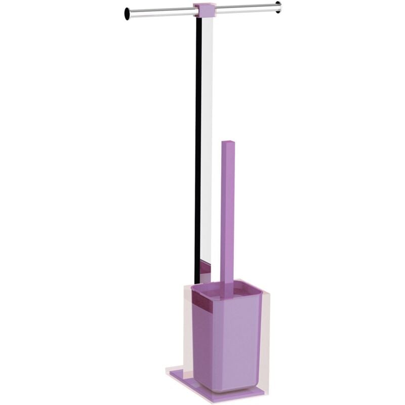 foto del prodotto colonnina portarotolo e scopino wc acciaio inox e resine termoplastiche serie rainbow gedy ra32 lilla trasparente