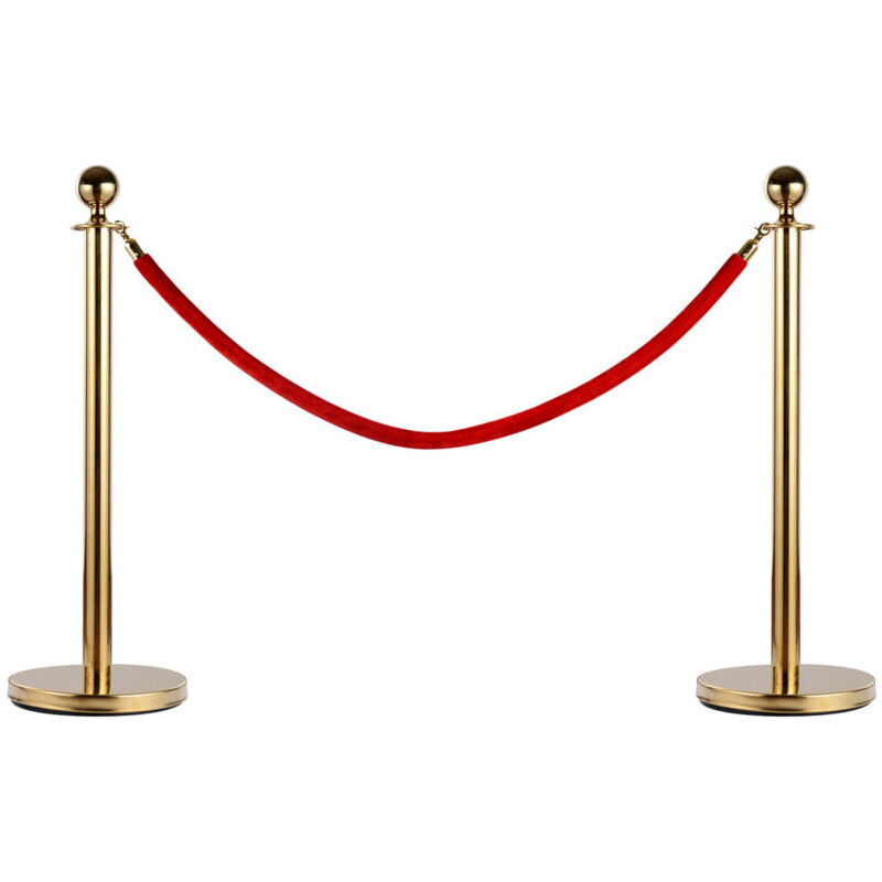 foto del prodotto colonnine in acciaio inox separacode gold con cordone rosso 32 x 95 cm