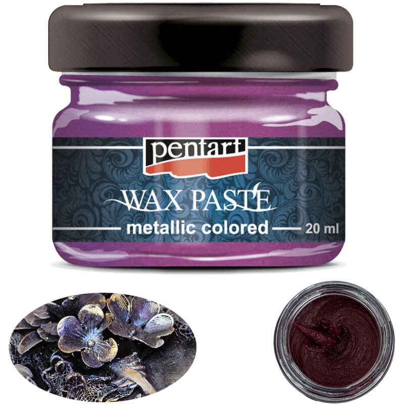 foto del prodotto color pentart magenta cera decorativa in pasta lucida opaca 20ml