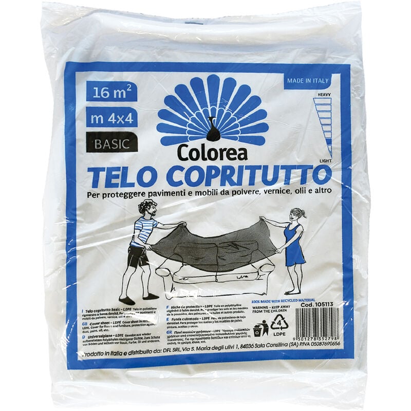 foto del prodotto colorea telo copritutto multiuso mt 4 x 4 gr. 730 circa
