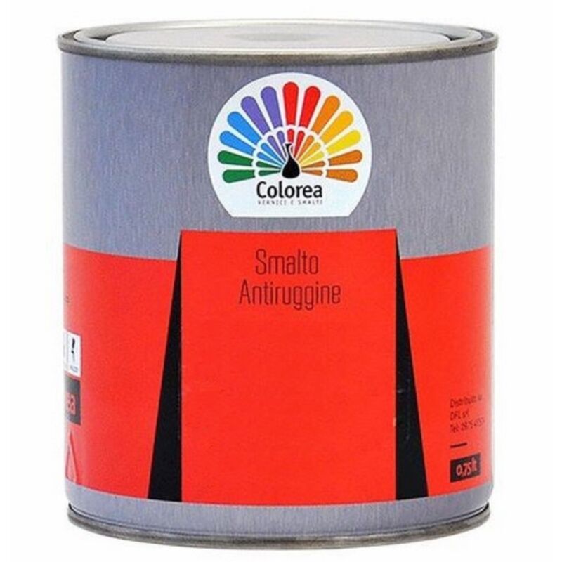 foto del prodotto colorea vernice smalto antiruggine grigio argento 0,750 lt applicato sulla ruggine blocca il processo di corrosione grigio argento