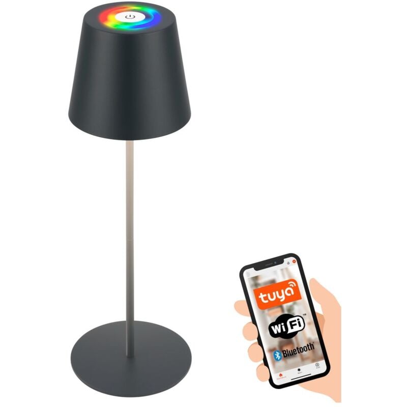 foto del prodotto coloris led lampada da tavolo batteria ricaricabile intelligente, controllo tramite app, dimmerabile, antracite briloner
