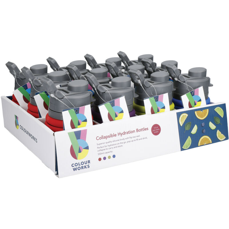 foto del prodotto colourworks display di 12 bottiglie in silicone pieghevoli