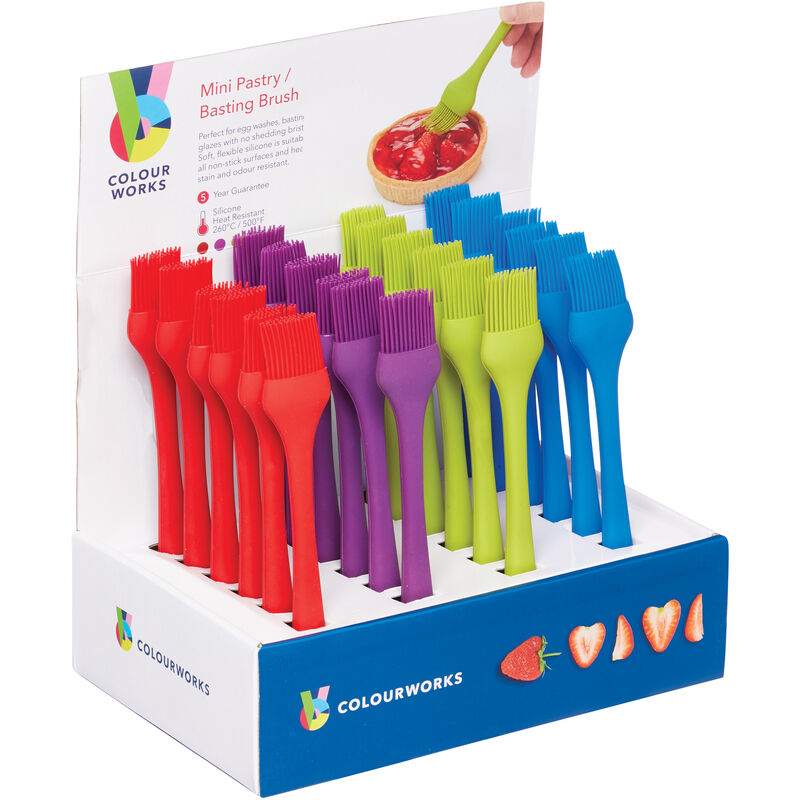 foto del prodotto colourworks display luminoso di 24 mini pennelli da pasticceria in silicone dai colori assortiti
