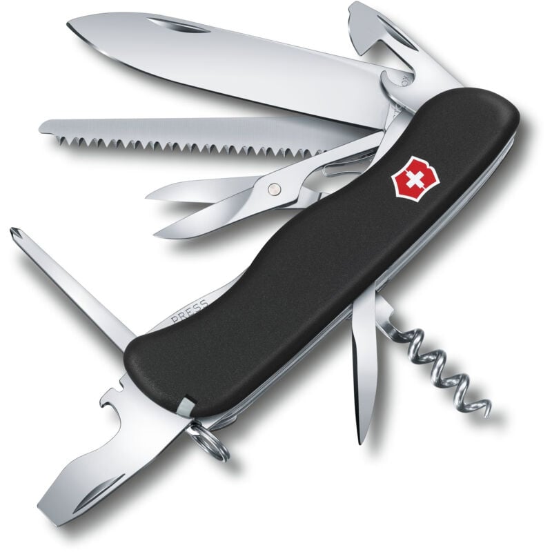 foto del prodotto coltellino svizzero victorinox outrider, con 14 funzioni, con cacciavite philips forbici, 158 g, lunghezza 111 mm, colore nero