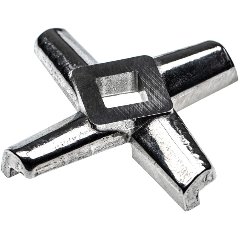 foto del prodotto coltello a croce modello 32, foro centrale quadrato 15,1 x 15,1mm, in acciaio inossidabile compatibile con ade, caso, fama, kbs, tritacarne vhbw