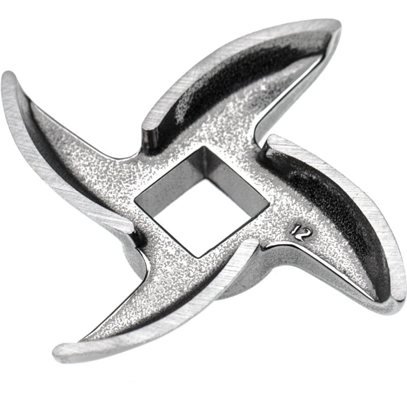 foto del prodotto coltello a falce modello 12, foro centrale quadrato 12,2 x 12,2mm, in acciaio inossidabile compatibile con ade, caso, fama, kbs, tritacarne vhbw