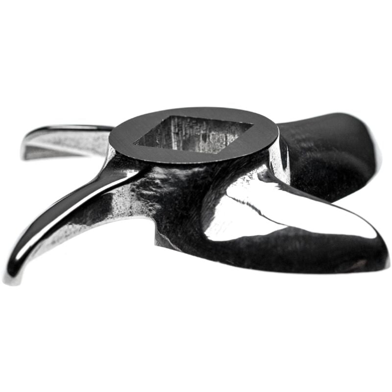 foto del prodotto coltello a falce modello 22, foro centrale quadrato 13,3 x 13,3mm, in acciaio inossidabile compatibile con ade, caso, fama, kbs, tritacarne vhbw