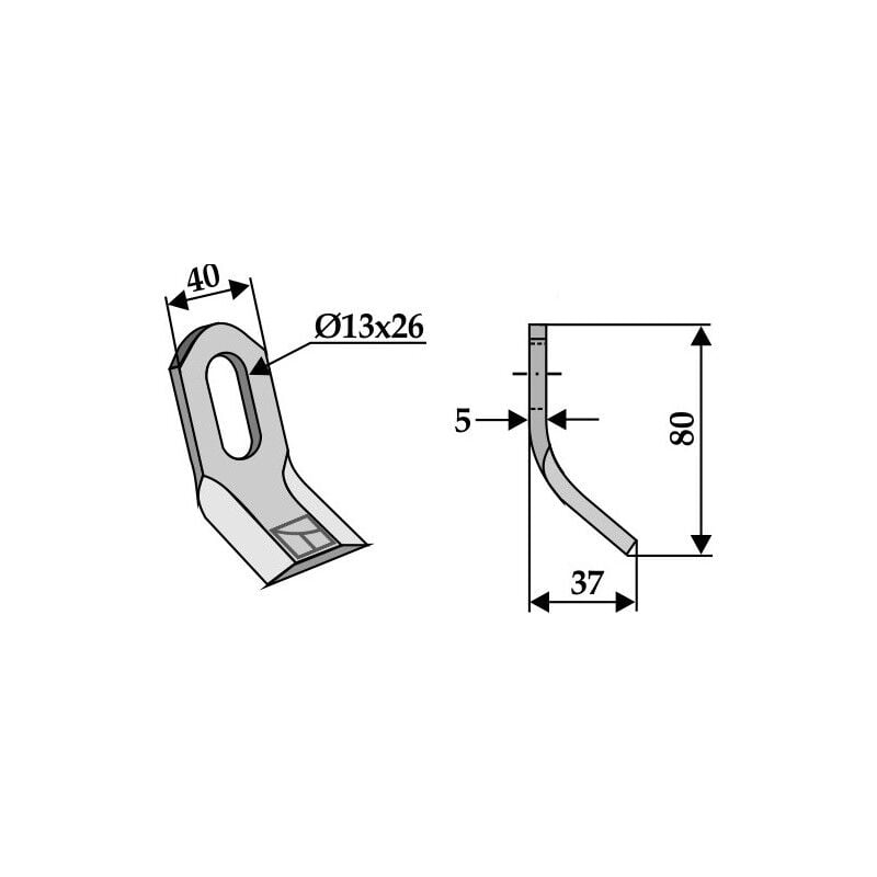 foto del prodotto coltello a y spessore 5 mm per trincia erba frontale peruzzo elk 05050130 pz 1