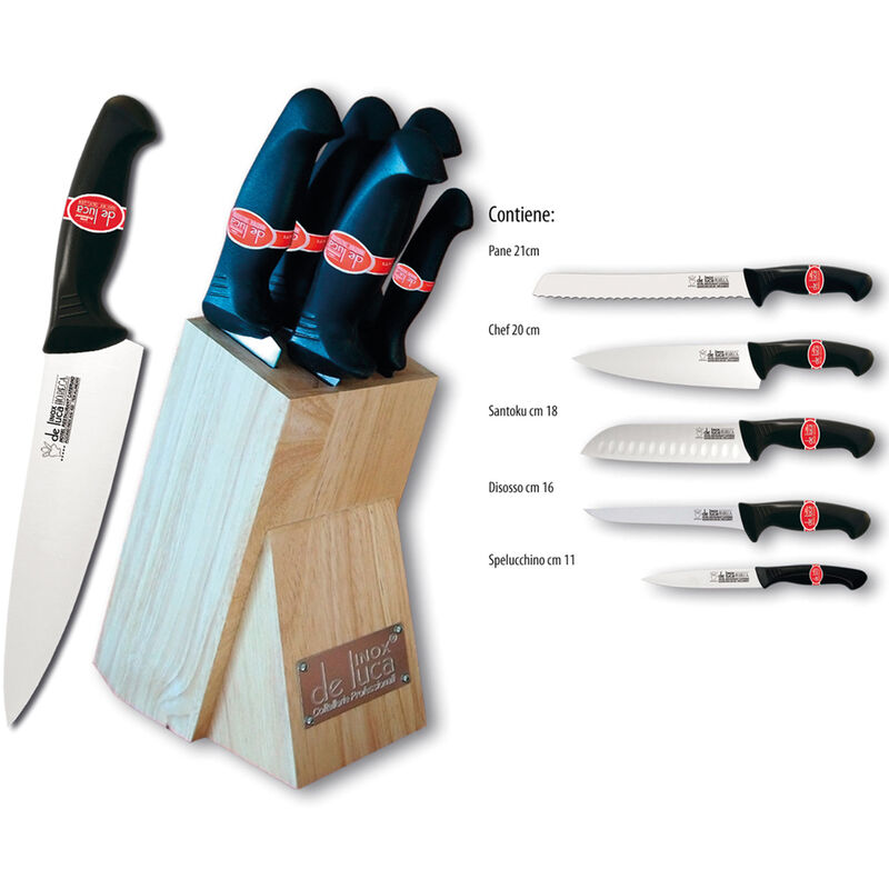 foto del prodotto coltello cucina linea horeca in ceppo massello 5 pezzi