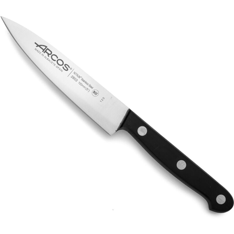 foto del prodotto coltello da cuoco arcos mango universal 280304 nitrum steel, con mango poliossimetilene e 12 cm di lama in valigetta.