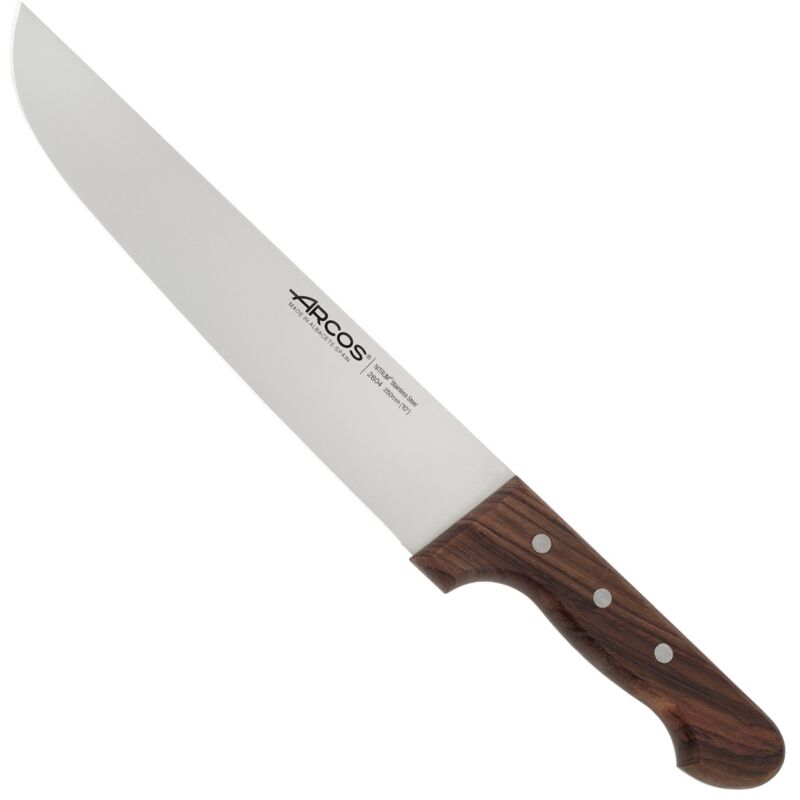 foto del prodotto coltello da macellaio arcos palisandro 260400 in acciaio inox nitrum e mango palisandro in legno con lama 25 cm, e holster blade