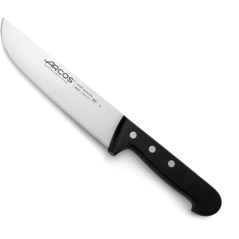 foto del prodotto coltello da macelleria arcos mango universal universal 283004 nitrum steel, con mango poliossimetilene e lama da 17,5 cm in valigetta.