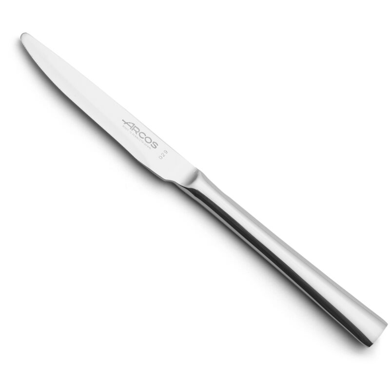foto del prodotto coltello da tavola monoblocco in acciaio inox, argento, 80 mm - lunch capri knife - coltello da pranzo perlato con punta arrotondata. - arcos
