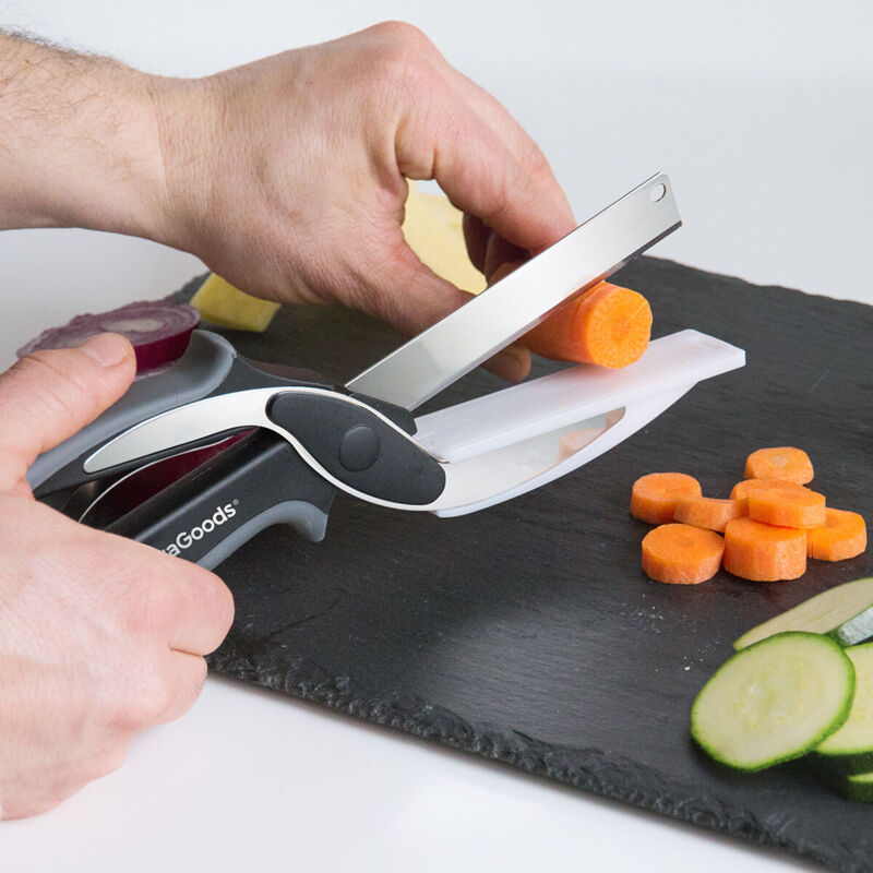 foto del prodotto coltello forbici con mini tagliere integrato scible innovagoods